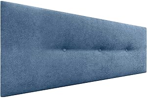 DHOME Cabecero de Polipiel o Tela Acualine Liso con Botones Tapizado de Alta Gama Cabezal Lujo Cama Dormitorio Moderno Acolchado (Tela Azul, 160x50cm (Camas 150/160))