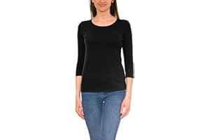 Alkato Camiseta con Mangas 3/4 con Escote Redondo para Mujer