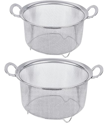 OBTANIM 3-Pack Stainless Steel Colander Set - Fine Mesh Strainer Baskets 11", 10", 9" For Pasta, Rice, Vegetables