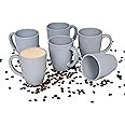 Eha Set of 6 Earth-Friendly Classic Coffee Mug | 300 ml | Made with Rice Husk & Bamboo Fibers | Microwave Safe | for Hot & Cold Coffee, Milk & Tea Cup | Matte Finish Mugs | Azure
