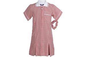 Ayra - Girl's School Uniform Pleated Gingham Summer Dress with Hair Bobble (Scrunchie)