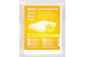 ‎MATTI-BAG Matti-Bag Matratzenhülle 140 x 200 cm - 30 cm Höhe mit Reißverschluss Zipper, Blickdicht, extra reißfest 120µ für Matratze Transport, Umzug, Lagerung