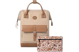 CABAÏA CABAIA - Sac à Dos Adventurer Kuala Lumpur - Medium 18L - Déperlant - Compartiment Ordinateur Portable 13" - 2 Poches - Certifié Vegan - Sac Voyage, Affaires, École pour Homme et Femme - Marron