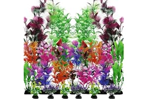 QUOZUO Paquete de 25 plantas de acuario, coloridas plantas artificiales para peceras, decoración para el hogar y la oficina, simulación de acuario, pequeño a grande