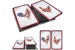 MAXIMEX WENKO Protection plaque de cuisson "Ferme" en verre trempé| Pour toute plaque | Couvre plaque de cuisson, planche à découper, extension plan de travail | Lot de 2 | 52x30cm | Multicolore