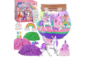 RONSTONE Kit Terrarium DIY avec Jouet Licorne pour Filles et Garçons - Excellent Cadeau d'anniversaire pour Enfants de 4 5 6 7 8 Ans - Kit de Bricolage Educatif pour Enfants - Veilleuse Licorne