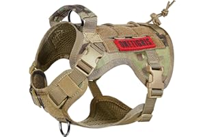 OneTigris Tactical Dog Harness Vest,Military Dog Harness for Large Medium Dogs,No-Pull Service Dog Vest with Hook & Loop Panels,Adjustable Dog Vest Harness Hiking Training(Multi-Colored,Medium)