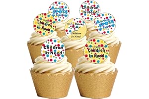 TOP THAT 24 Pre Cut Children In Need Charity Fundraising SPOTTY Edible Wafer Paper Round Cake Toppers Decorations