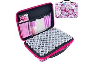 LIRUNQIU Diamond Painting Zubehör Boxen, 60 Stück Diamant Painting Aufbewahrungsbox Kits Werkzeug Set mit Stickers Tablett Stift