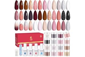 Lavender Violets 20 pièce Dip Powder Nail Kit French Nail Nude blanc rose or argenté couleurs Dipping Powder acrylique poudre de trempage Base Top Coat, Activateur,Brush Saver pour débutants M960
