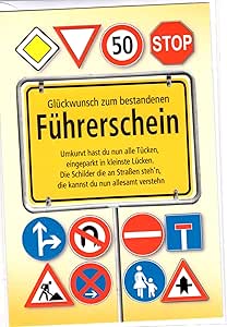 Glückwunschkarte Führerschein - Schilderwald - Glückwunsch zum