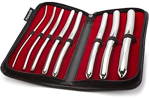 Purovi® Conjunto de 8 Dilatadores Uretrales | Acero Inoxidable | Diámetros de 3 mm a 18 mm | Elegante Estuche Negro