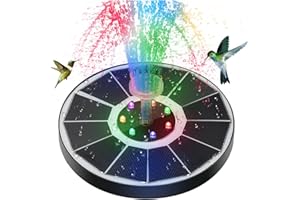 Geegear Solar Fountain Pump, LED 3.5W Floating Solar Powered Water Pump with 7 Nozzle & 4 Fixer, Solar Bird Bath Fountain for Garden, Pool, Outdoor (Colorful)