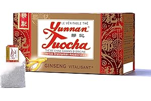 ‎TUOCHA Yunnan Tuocha - Belebender Schwarzer Tuochaq Tee mit Ginseng - 20 Teebeutel (1er Pack x 20) - 40g - Tee aus China mit Garantierter Herkunft