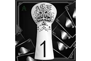 BIG TEETH Golf Club Head covers for Driver/Fairway/Hybrid/Putter/Iron 1FH White PU Leather Lucky777 Pattern