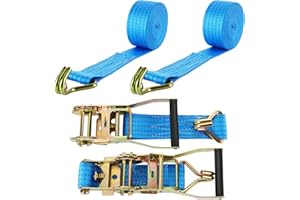 SENENQU 2 Sets Heavy Duty Ratchet Tie Down Strap, 5cm x 6m Cam Buckle Ratchet Strap, Adjustable Lashing Strap, Car Tensioning Belt, Wheel Strap with Hook for Trailer Truck – Load Capacity 5000KG