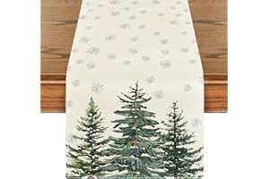 Artoid Mode Kiefern Schneeflocken Weihnachten Tischläufer, Saisonnal Winter Küche Tisch Dekoration Drinnen Urlaub Party Dekor 40x180 cm