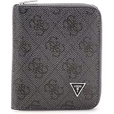 GUESS Milano Bozuk Para C&uuml;zdanı Siyah Koyu Gri Etrafında Fermuarlı