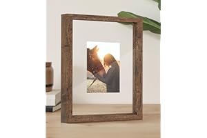 Afuly Cornice Foto 13X18 Floating fino a 20X25 marrone Legno Doppio Glass Desktop o Parete Moderno Regalo