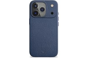 WIIUKA Etui do iPhone 17 Pro, skóra z Niemiec, skórzane etui bardzo cienkie, etui premium na telefon komórkowy, Case, Qi, skiin, niebieskie nocne niebieskie