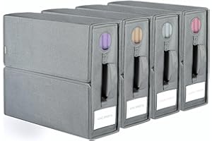 Voova 4 Pack Foldable Bed Sheet Organiser Storage, Folding Bedding Organizer Box with Clear Window and Zip for Sheets, Duvet Covers, Blankets, Pillows, Clothes and Towels(Queen & King Size), Grey