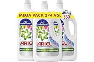 P&G PROFESSIONAL Ariel Professional Lessive Liquide, 330 Lavages (3 x 4.95L), Élimine Les Taches Incrustées, Lavage Professionnel dès le 1er Lavage, Nettoyage Impeccable Et Protection De La Couleur, Fabriqué En France