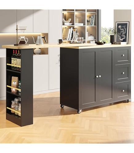 DRIXNO Ausziehbarer Bartisch Mit LED - Höhenverstellbar 105cm