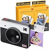 KODAK Mini Shot 3 Retro 4PASS 2-in-1 Fotocamera Istantanea & Stampante Fotografica (7,6x7,6cm) + Pacchetto con 68 Fogli, Bian