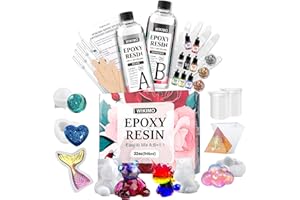 WIKIMO Epoxidharz 946ml/32oz, Transparent 1: 1-Verhältnis Epoxidharz Set Anfänger mit Silikonformen und Zubehör, Epoxy Resin, Gießharz, für Holz, Künstlerische Kreationen, Restauration