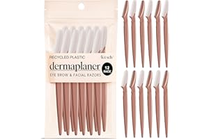 Kitsch Dermaplane Rasoir facial pour femme et homme, pour les sourcils et le visage, outil de soins de la peau et rasoir facial exfoliant pour une peau plus lisse, terre cuite, 12 pièces