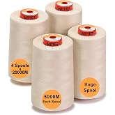 New brothread - 28 Options - 4 Large Spools of 5000M All Purpose Polyester Sewing Thread 40S/2 (Tex27) for Sewing, Quilting,