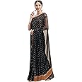 Womanista Women Georgette With Blouse Piece 7510 Sarees (TI1167_ Black_ One Size)