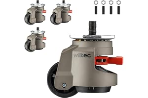 Wiltec Länkhjul set 1000 kg 4 st, infällbara möbelhjul med M12 gänga, 4x 250 kg transporthjul för möbel, maskin och transportredskap