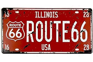 DiiliHiiri Placa De Matrícula Cartel Vintage para Pared de Chapa de Metal Diseño Creativo Decoraciones de Bar Pub Cafetería - Route 66