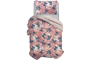 HERMET Stitch, Set Copripiumino Singolo Cotone, Rosa, Sacco 155x200, Federa 50x80, Disney, 100% Cotone, Prodotto Ufficiale