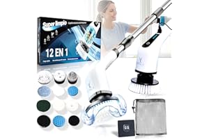 Vitalif Super Cepillo electrico Limpieza hogar 12 Cabezales, Escoba electrica Limpieza, 2 Velocidades, Batería 2600mah IPX6, Escoba Potente para Baño, Cocina, Suelo, Limpiador electrico Premium 25W