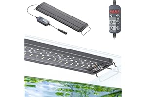 Pawfly Luz LED para Acuario 24/7 Luz de Acuario Expandible de Espectro Completo con Modo D/N, Temporizador de Efecto Monocromo y Brillo Ajustable (Apto para Acuarios de 45-60cm)