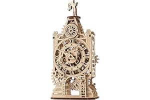 UGEARS Old Clock Tower 3D Wooden Puzzles For Adults - Wooden Model Kits For Adults to Build - Mechanical Engineering Gifts for Christmas - Medieval-Inspired 3D Puzzle Clock with Moving Part