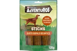 PURINA ADVENTUROS Snack per Cani Adulti Sticks con Bufalo 6 Confezioni da 120g