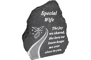 ONLINESTREET Black And White Stairway To Heaven Special Wife Tribute Detail Rock Memorial Grave Plaque