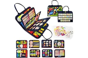 LearnToy Montessori Busy Board für Jungen 1–4 Jahre – Feinmotorik-Spielzeug mit Auto/Flugzeug-Elementen, Sensorikbox & Reisespielzeug für Kleinkinder (Geschenkidee)