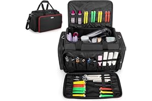 BAFASO Bolsa de Peluquería Grande con Divisores Ajustables, Bolsa de Almacenamiento para Herramientas de Peluquería (Solo Bolsa), Negro