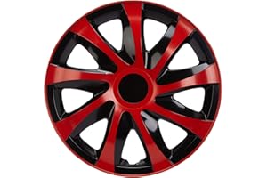 NRM KO238 Draco CS Set de tapacubos, Color Negro y Rojo, 14 Pulgadas, 4 Unidades