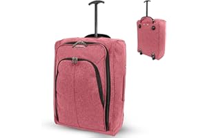 CUQOO AVIO Nomad Collection 39L Lightweight Cabin Trolley Bag in Rose – 50x35x20cm Carry-On Suitcase with 2 Wheels, Adjustable Handle & Water-Resistant Lining, Durable & Ideal for Short Trips and Travel