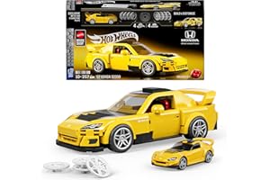 Mattel Brick Shop Hot Wheels Speed Series Building Set, '07 Honda S2000 with 257 Pieces, Realistic Details and Custom Decals, Adult Collectors and Kids Ages 10+, JFR88