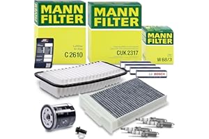 MANN-FILTER Inspektionspaket Filterset 1x Ölfilter, 1x Luftfilter, 1x Innenraumfilter (Aktivkohlefilter), 3x Zündkerze, 1x Ölablassschraube Kompatibel mit CITROËN C1 (PM_, PN_), PEUGEOT 107 (PM_, PN_)