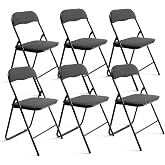 THE SECRET HOME ─ Pack of 2, 4 and 6 Folding Chairs Padded Metal and Polyester &ndash; Home Auxiliary Seat─ 44 x 48 x 78 cm (6, Bla