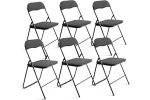 THE SECRET HOME─ Pack de 2, 4 y 6 Sillas Plegables Acolchadas de Metal y Poliéster─ Asiento Auxiliar para el Hogar─ 44x48x78 cm (6, Negro)