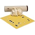 Yellow Mountain Imports Magnetic 19x19 Roll-up Portable Travel Go Game Set Board (36.6 x 34.5 x 0.1 centimeters) with Single Convex Stones - Classic Strategy Board Game (Baduk/Weiqi)