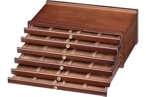 MEEDEN 6-Drawer Art Supply Storage Box - Large Capacity Multi-Function Beech-Wood Pencil Box with Drawer & Compartments for Organizing Pastels, Pencils, Pens, Markers, Brushes & Stamp, Walnut